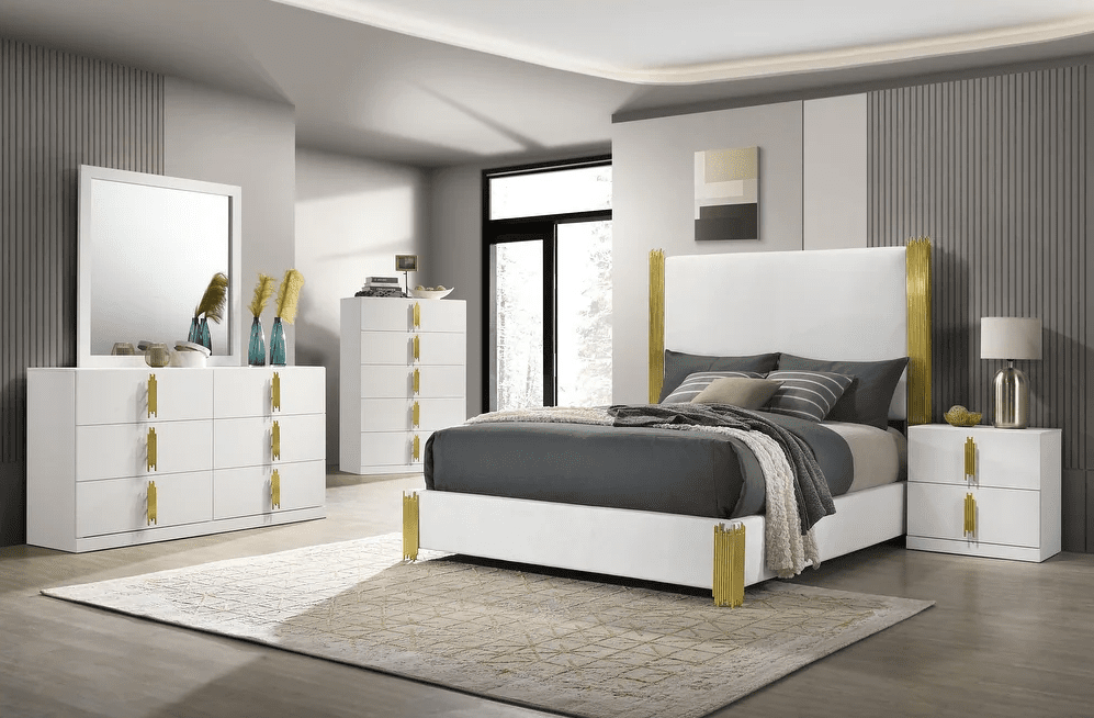 Basildon Contemporary White & Gold Bedroom Collection