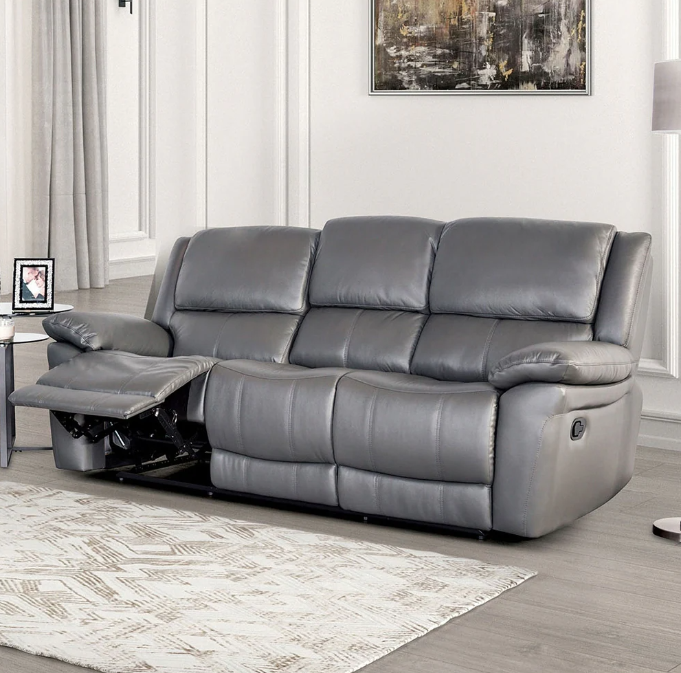 Glarus Transitional Leather Reclining Pillow Arm Sofa - 3 Colors