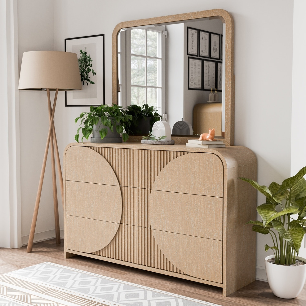 Tangentry Modern 6-Drawer Dresser, Natural