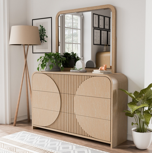 Tangentry Modern 6-Drawer Dresser, Natural