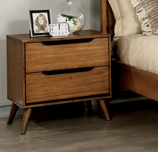 Lennart Oak Finish Mid-Century Modern Nightstand