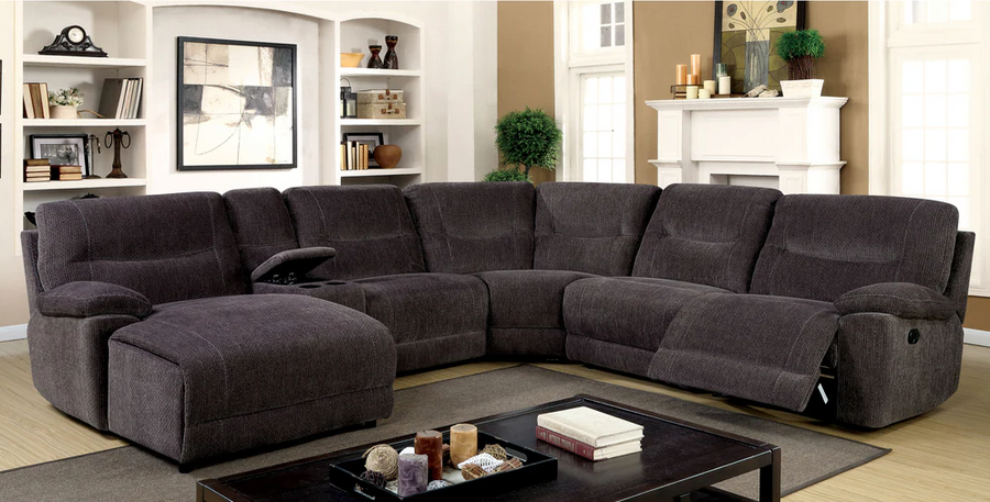Zuben Plush Chenille Upholstered Reclining Sectional