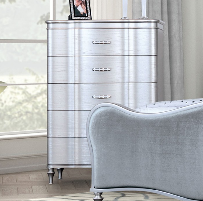 Melodi Parc Glam Bed w/ Turned Feet - Silver