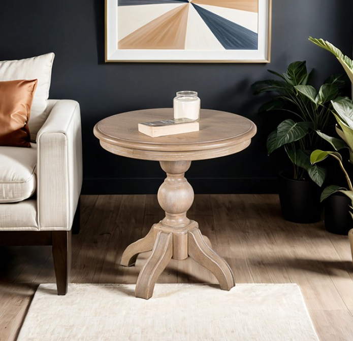 Chesapeake Modern Farmhouse Solid Wood Round End Table