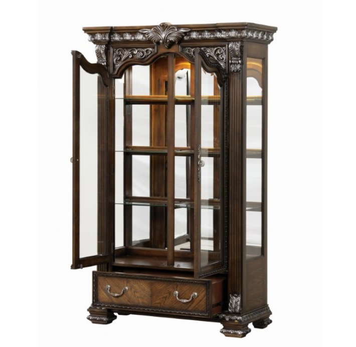 Promenade Traditional Lighted Curio Cabinet – Dark Brown