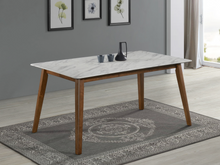 Everett Faux Marble Top Dining Table with Walnut Frame