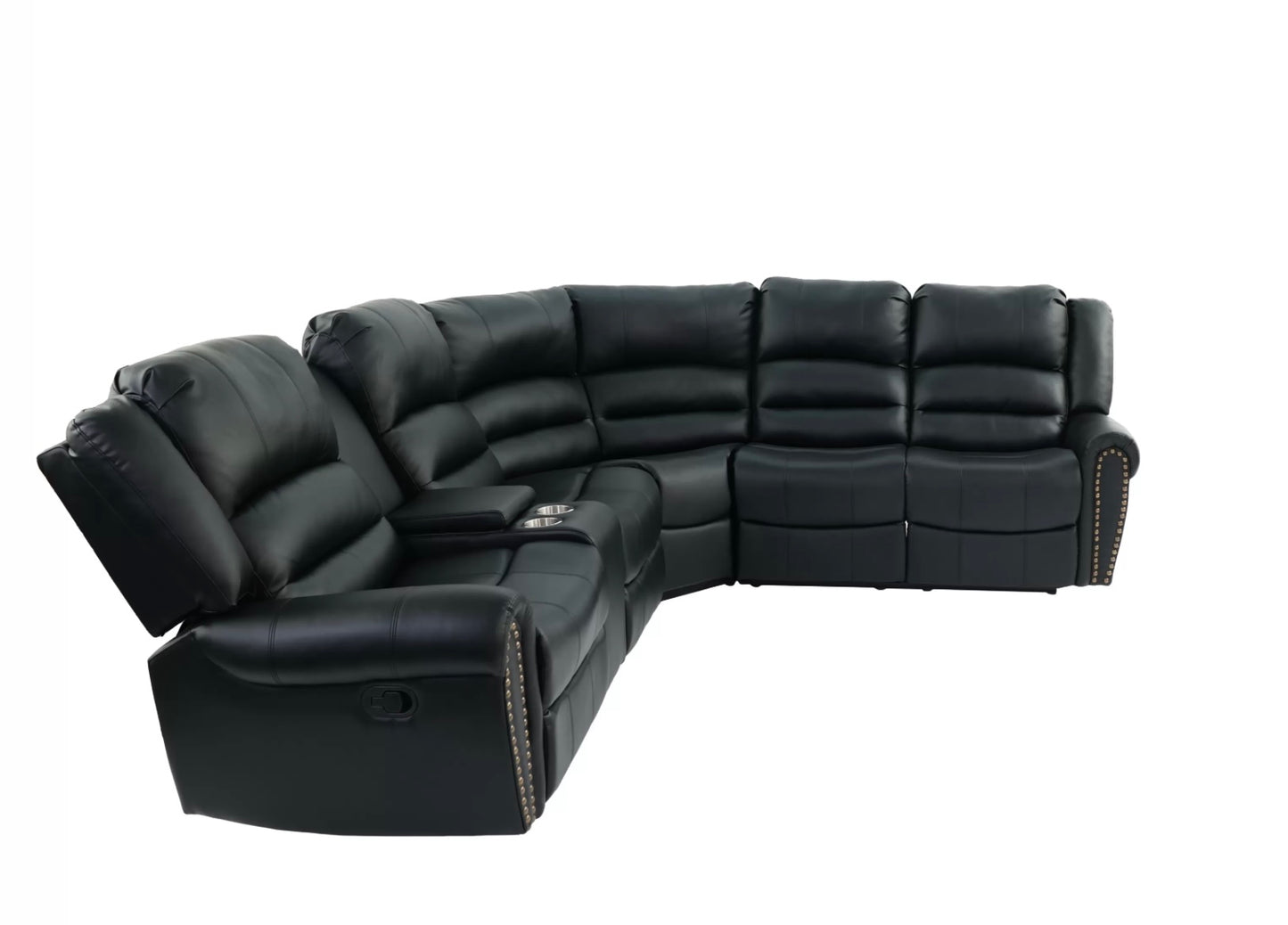 Century Leather Motion Sectional with Cup Holders