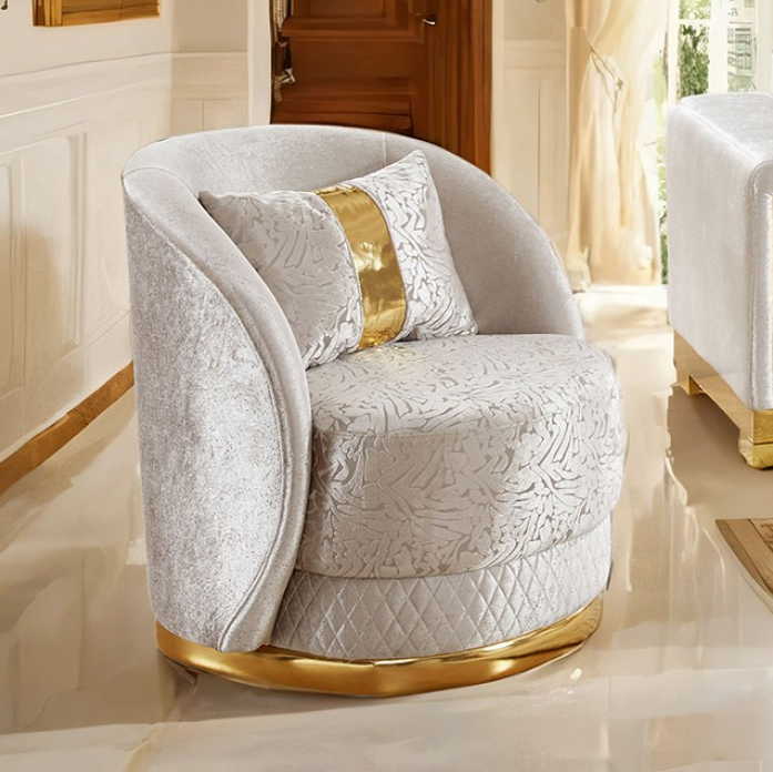 Valdosta Glam Velvet Living Room Collection – Beige & Gold