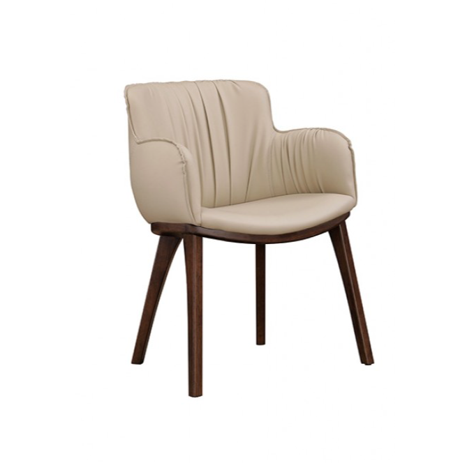 Hadsten II 5-Piece Mid-Century Dining Set – Walnut with Faux Leather Chairs