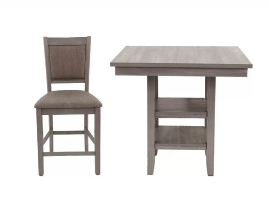 Soren 5-Piece Counter Height Dining Set with Storage Shelf – Light Gray