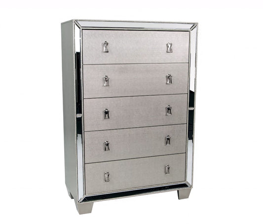 Dali King Storage Bedroom Set - Silver & Mirror