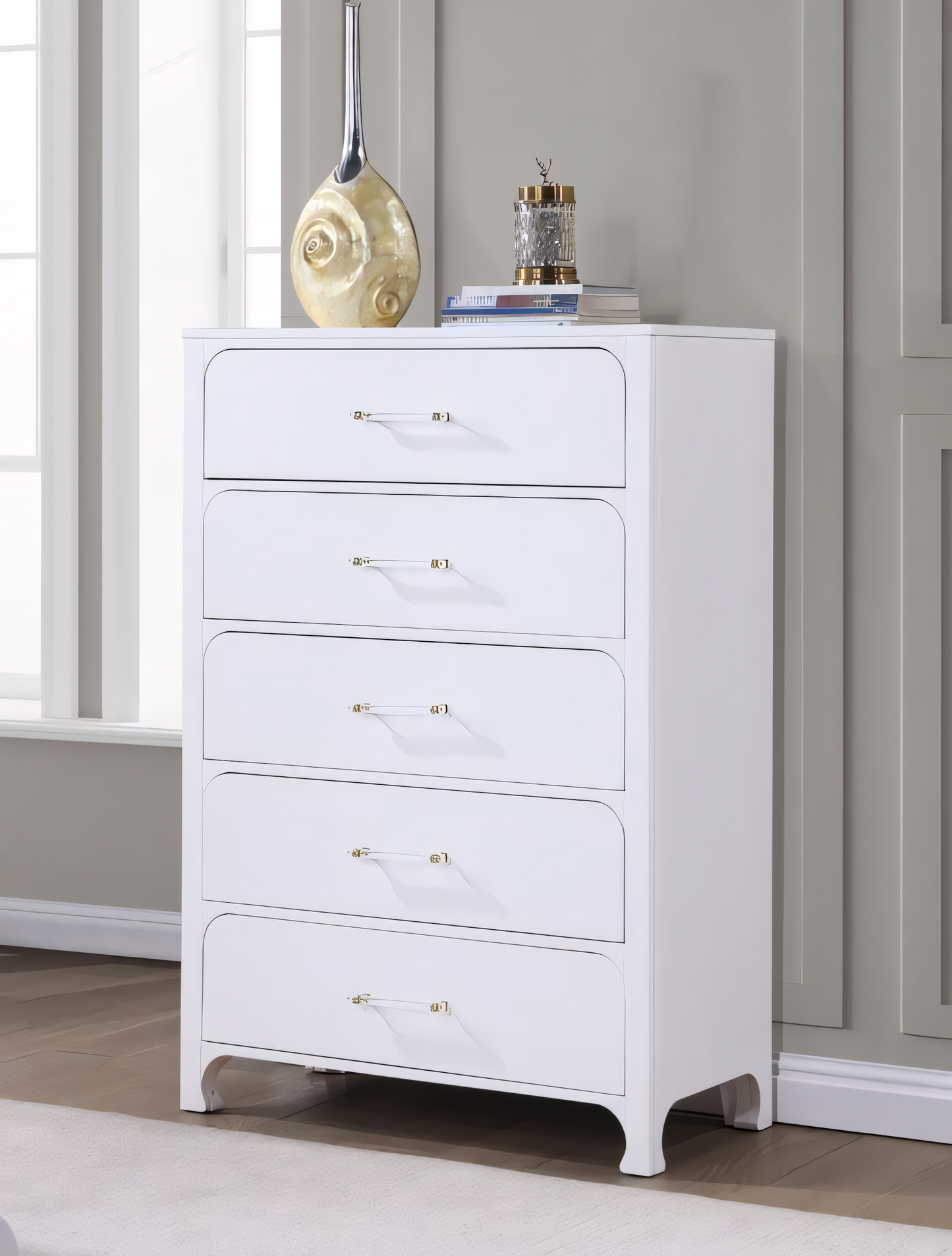 Anastasia 5-drawer Chest -  Pearl White