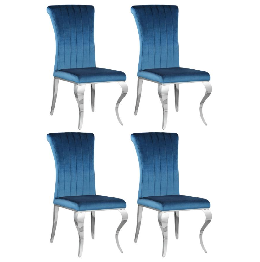 Carone Upholstered Side Chairs Teal And Chrome (Set Of 4) - Finally Home Furnishings LLC