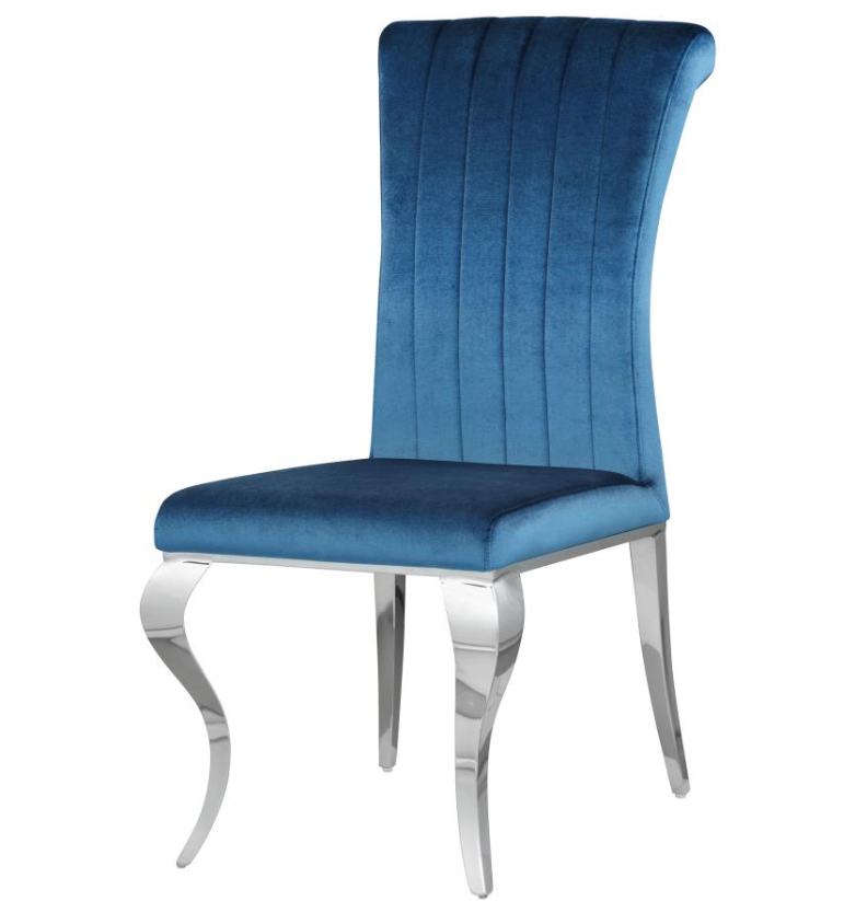 Carone Upholstered Side Chairs Teal And Chrome (Set Of 4) - Finally Home Furnishings LLC