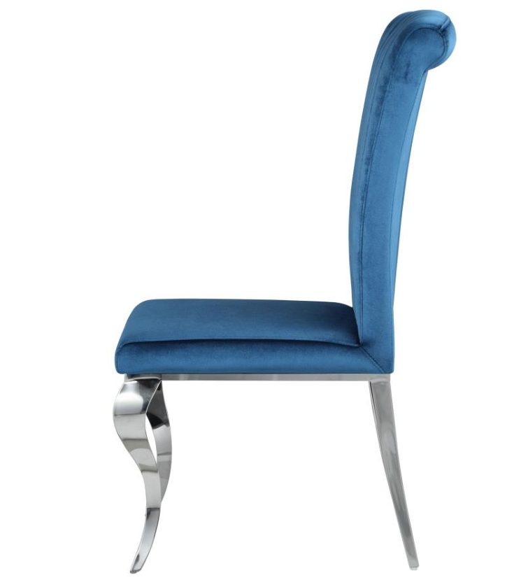 Carone Upholstered Side Chairs Teal And Chrome (Set Of 4) - Finally Home Furnishings LLC