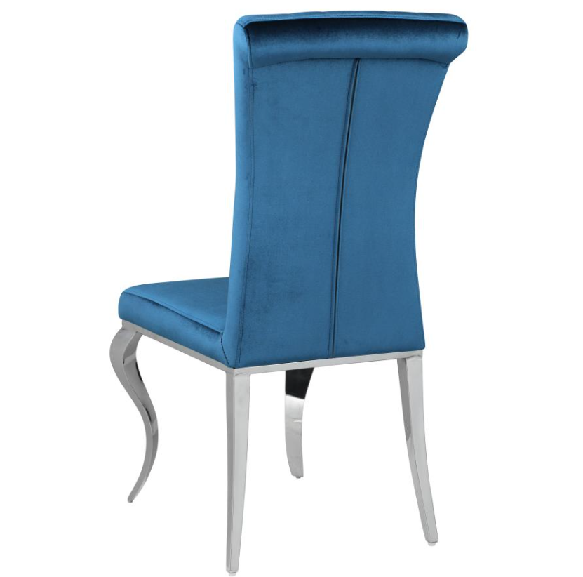 Carone Upholstered Side Chairs Teal And Chrome (Set Of 4) - Finally Home Furnishings LLC