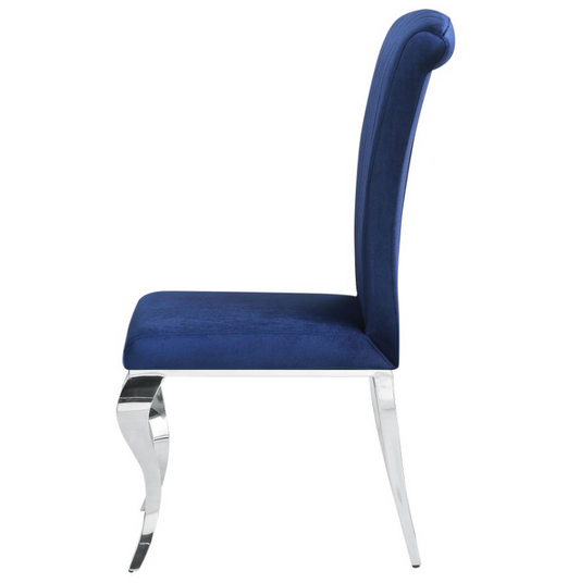Carone Upholstered Side Chairs Ink Blue And Chrome (Set Of 4) - Finally Home Furnishings LLC
