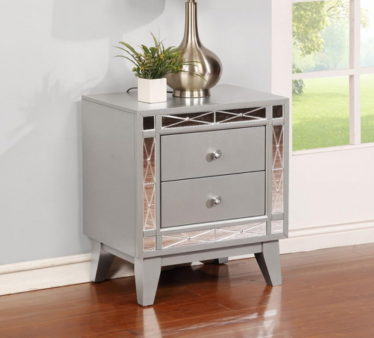 Leighton 2-Drawer Nightstand in Metallic Mercury (Set of 2)