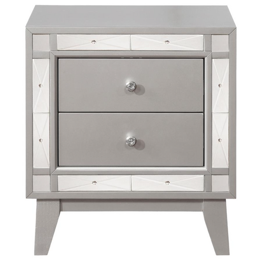 Leighton 2-Drawer Nightstand in Metallic Mercury (Set of 2)