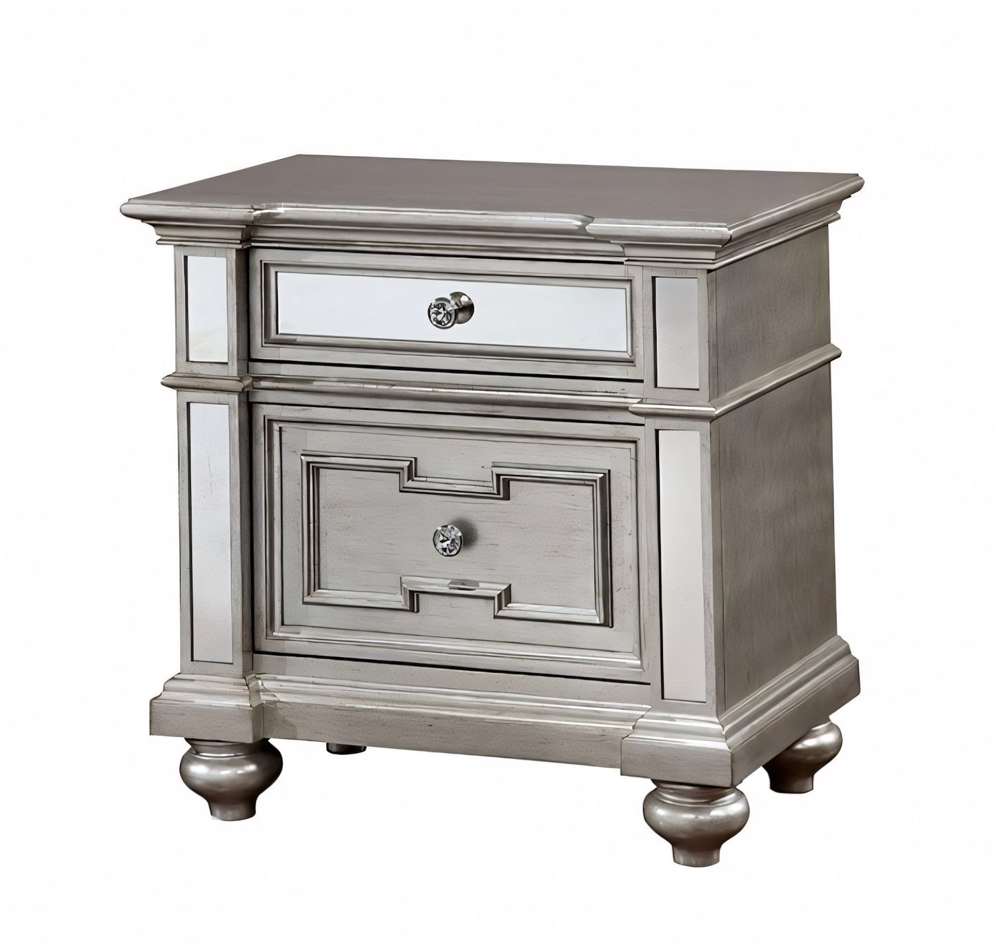 Salamanca Collection Silver Finish Mirrored Nightstand