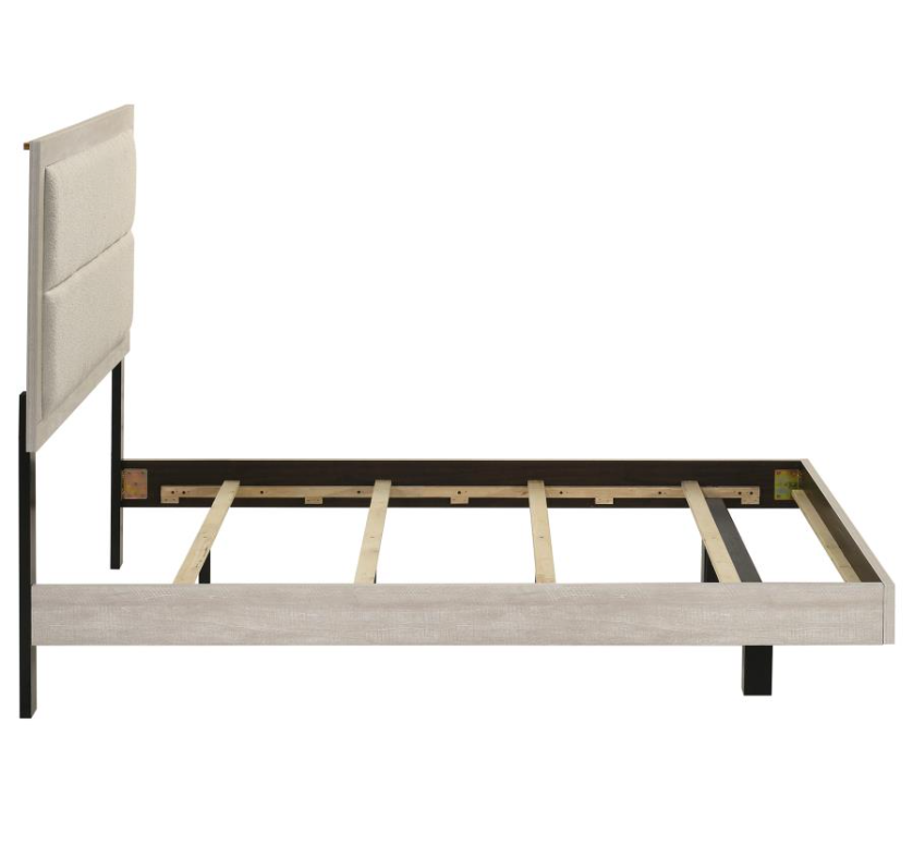 Trenton 54" Rustic Cream & Bouclé Full Size Bed