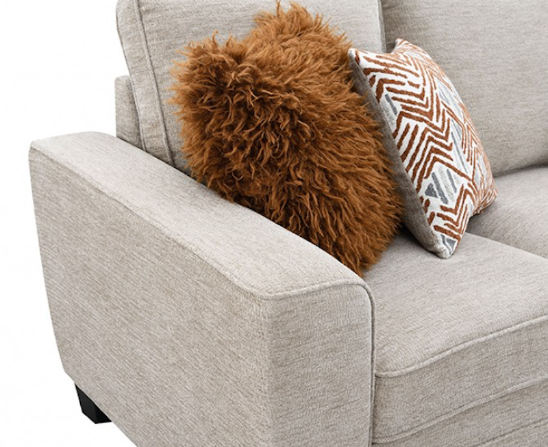 Enea Transitional Chenille Sofa & Loveseat Set with Pillows – Taupe