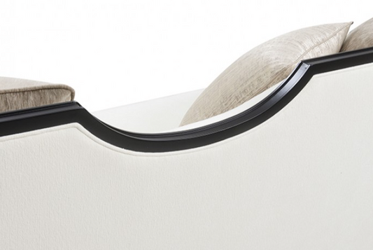 La Salle Traditional Sofa in White Chenille with Gold-Capped Hardwood Frame