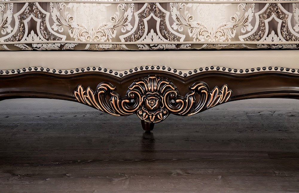 Palencia Traditional Sofa & Loveseat Set - Dark Cherry & Beige