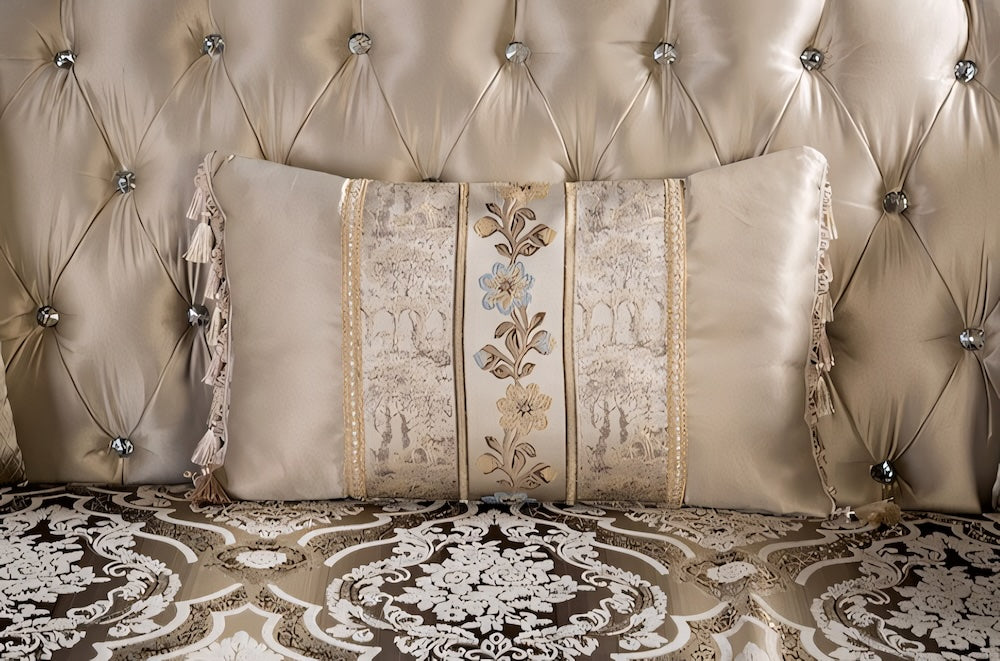 Palencia Traditional Sofa & Loveseat Set - Dark Cherry & Beige