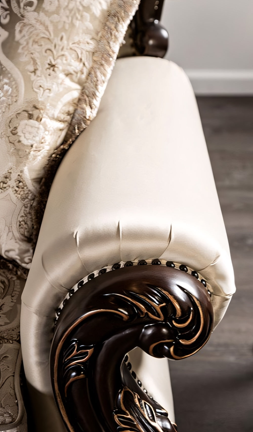 Palencia Traditional Sofa & Loveseat Set - Dark Cherry & Beige