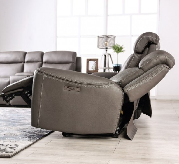 Artemia Transitional Power Reclining Sofa – Gray Leatherette