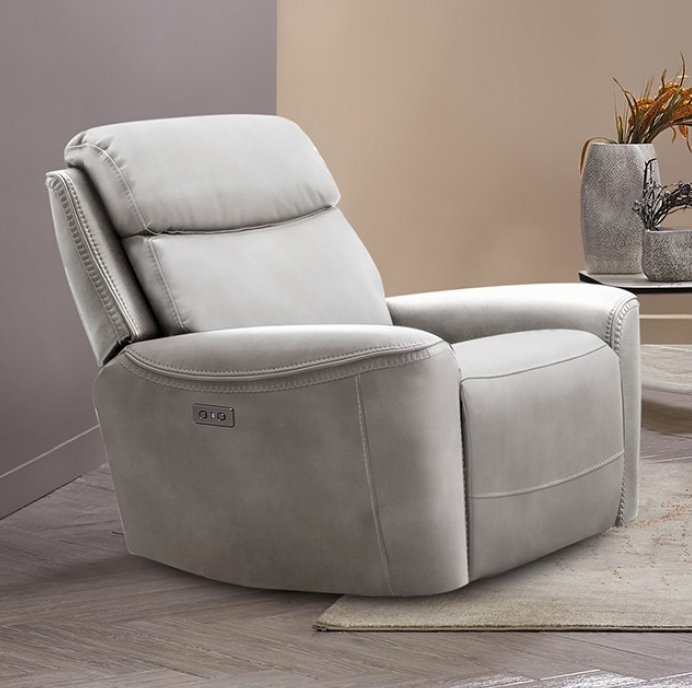 Artemia Transitional Power Reclining Sofa – Light Taupe Leatherette