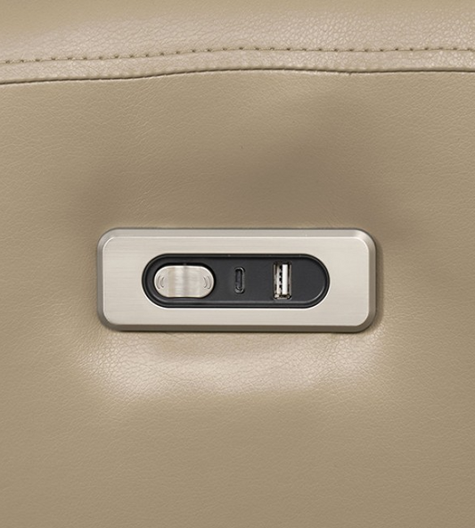 Schlieren Contemporary Power Reclining Sofa – Beige Leatherette