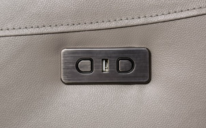 Gorgius Genuine Leather Power Sofa - Light Gray