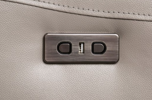 Gorgius Light Gray Leather Power Recliner