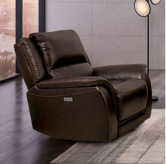 Gorgius Espresso Leather Power Recliner