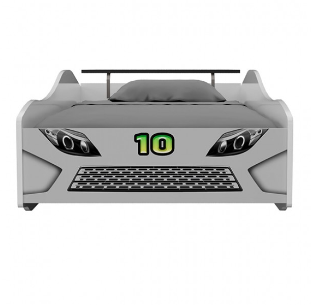 Karsten White Race Car Twin Bed – Sleek High-Gloss Kids Novelty Bed - White