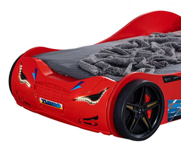 Roadstar Red LED Race Car Twin Bed – High Gloss Kids Novelty Bed