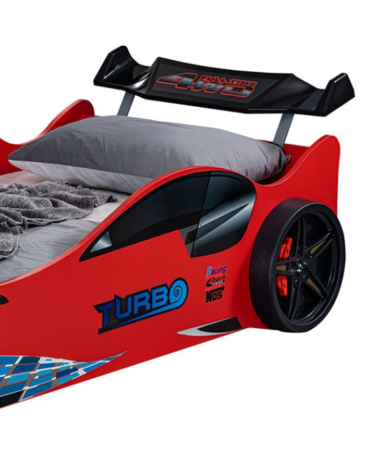 Roadstar Red LED Race Car Twin Bed – High Gloss Kids Novelty Bed