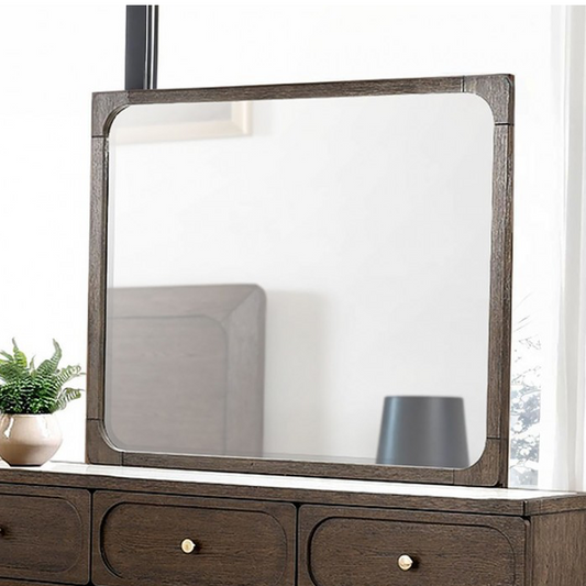 Vellara Transitional Dresser Mirror – Dark Walnut - Finally Home Furnishings LLC
