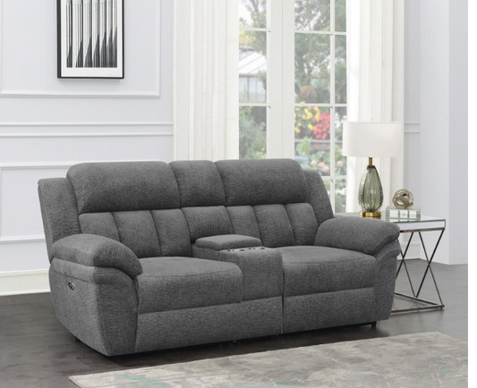 Bahrain Upholstered Power Loveseat Charcoal