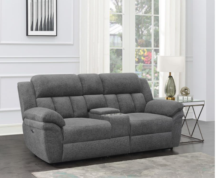 Bahrain Upholstered Motion Loveseat Charcoal