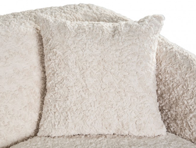 Orevis Contemporary White Faux Sheep Upholstered Living Room Set