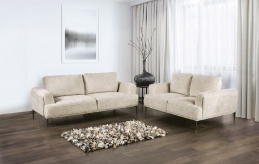 Gladbach Contemporary Chenille Flared Arm Sofa - Light Brown