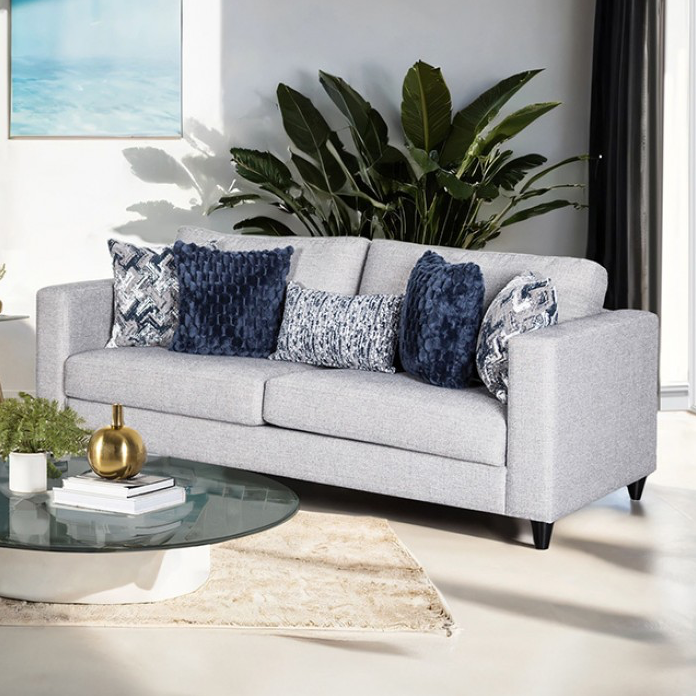 Harlow Transitional Light Gray Chenille Track Arm Sofa