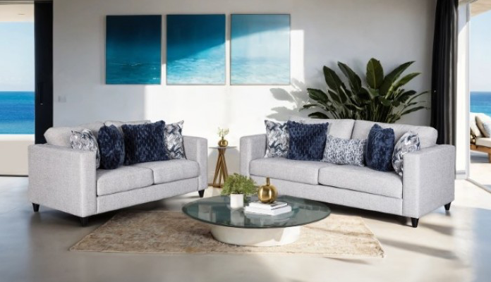 Harlow Transitional Light Gray Chenille Track Arm Sofa