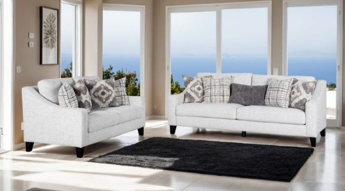 Turnham White linen Sloped Arm 2-Piece Living Room Set