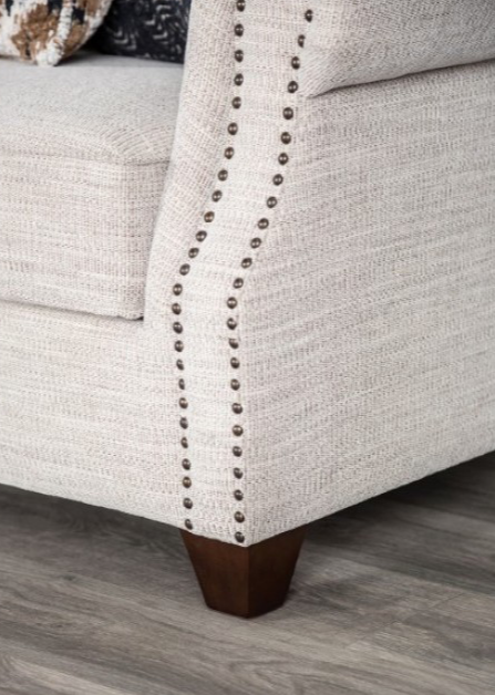 Earley Transitional Light Gray Linen Rolled Arm Sofa