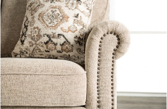 Buckhurst Transitional Taupe Chenille Upholstered Sofa