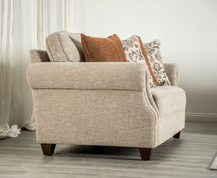 Buckhurst Transitional Taupe Chenille Upholstered Sofa